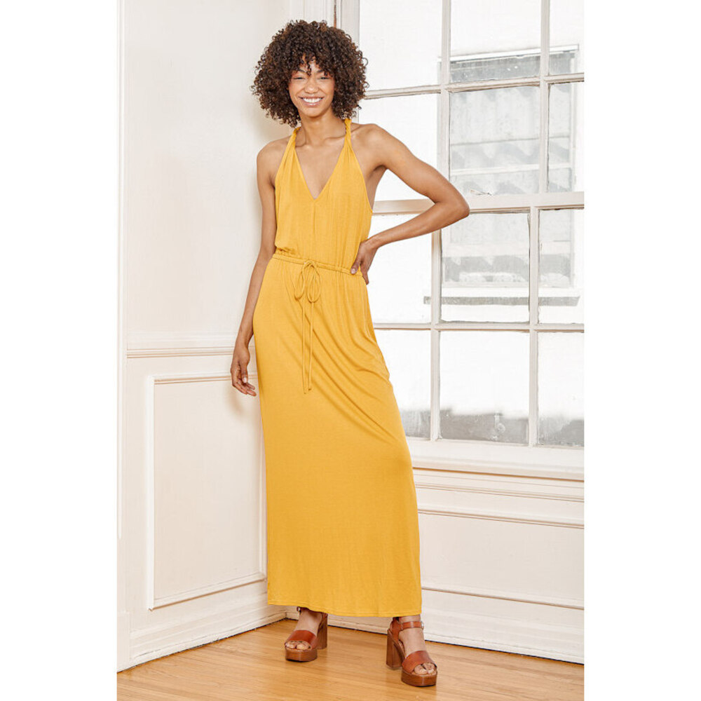 Lulus Down The Boardwalk Mustard Yellow Sleeveless Maxi Dress - Size M